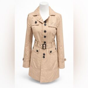 Yoki Beige Trench Coat with Black Buttons